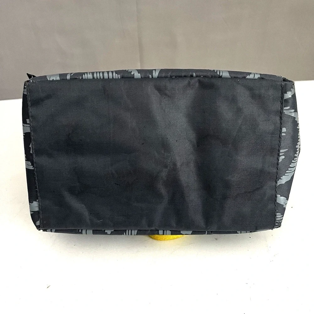 LIFOAM Insulated Lunch Bag Gray Ikat Yellow Trim Cooler‎ Bag Wide Mouth